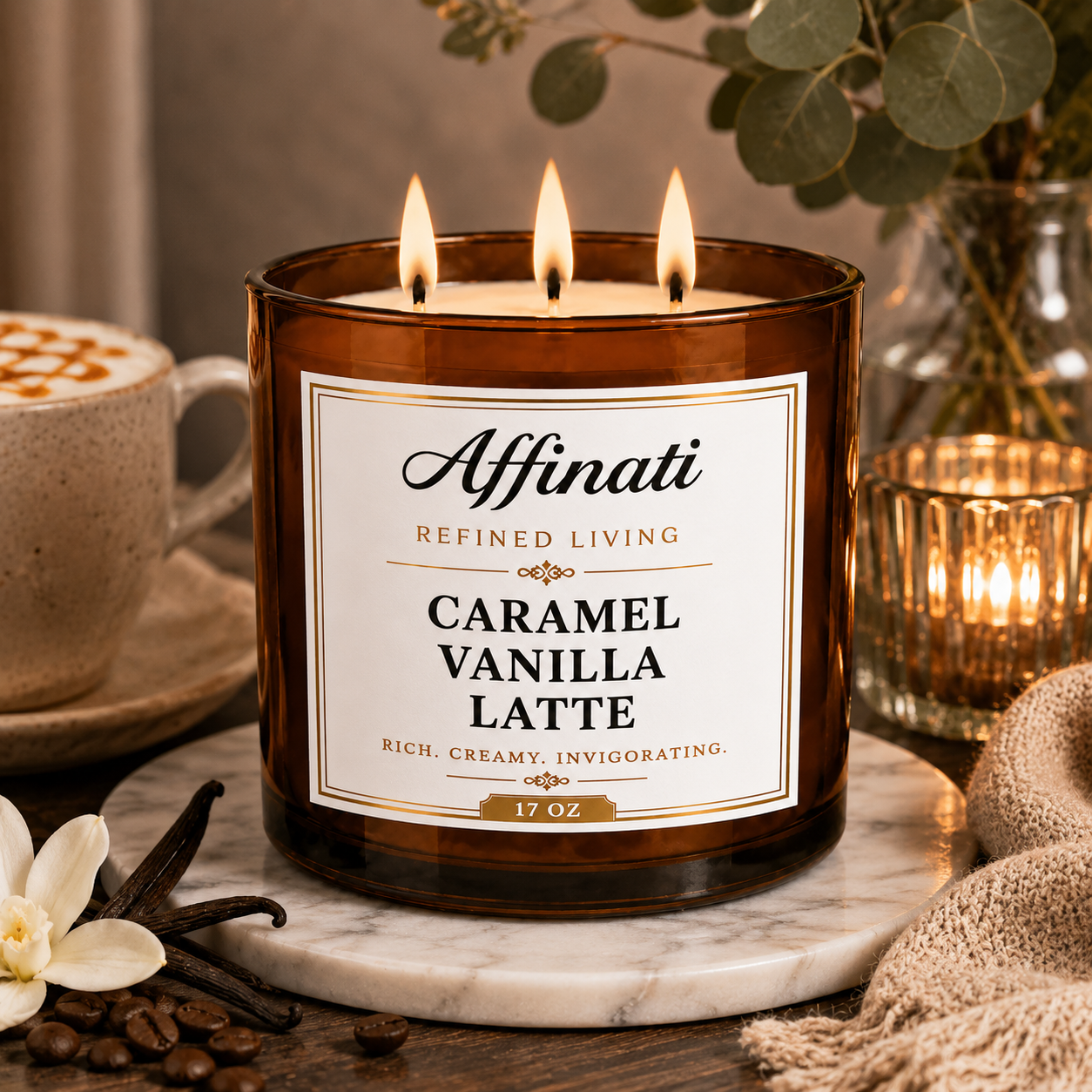 Caramel Vanilla Latte 3-Wick Candle