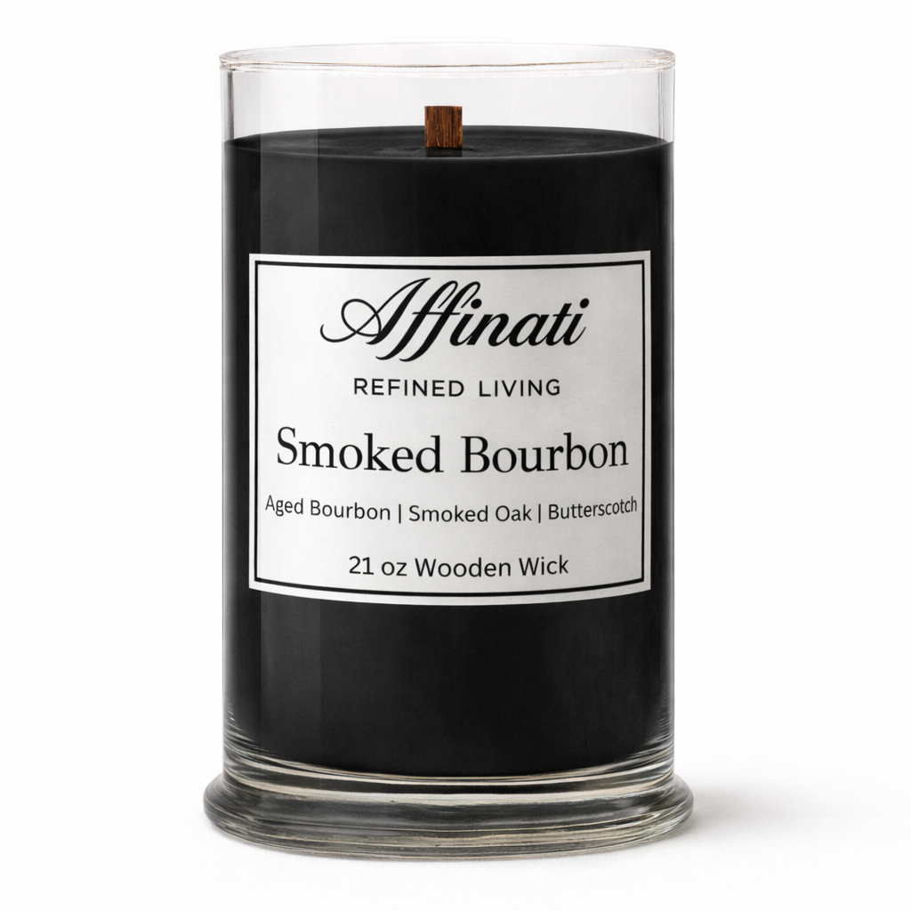 Smoked Bourbon Wooden Wick Candle – Luxury 21 oz Soy Blend | Affinati