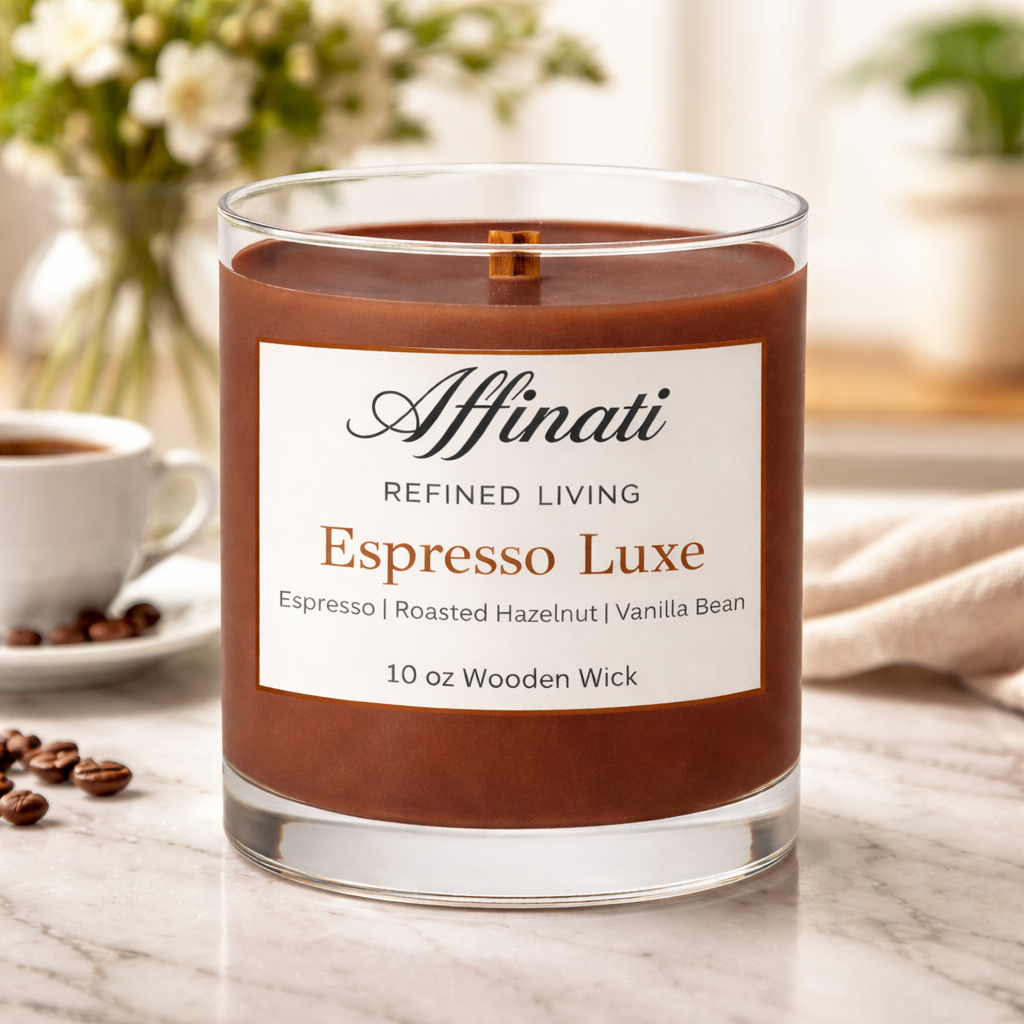 Espresso Luxe Wooden Wick Candle – Luxury 10 oz Soy Blend | Affinati