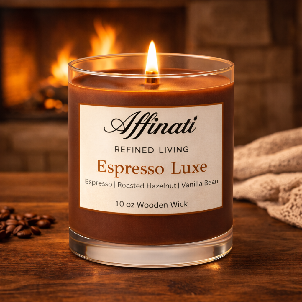 Espresso Luxe Wooden Wick Candle – Luxury 10 oz Soy Blend | Affinati