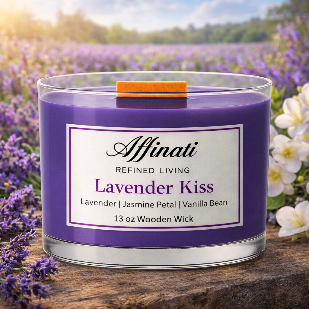 Lavender Kiss Wooden Wick Candle – Luxury 13 oz Soy Blend | Affinati