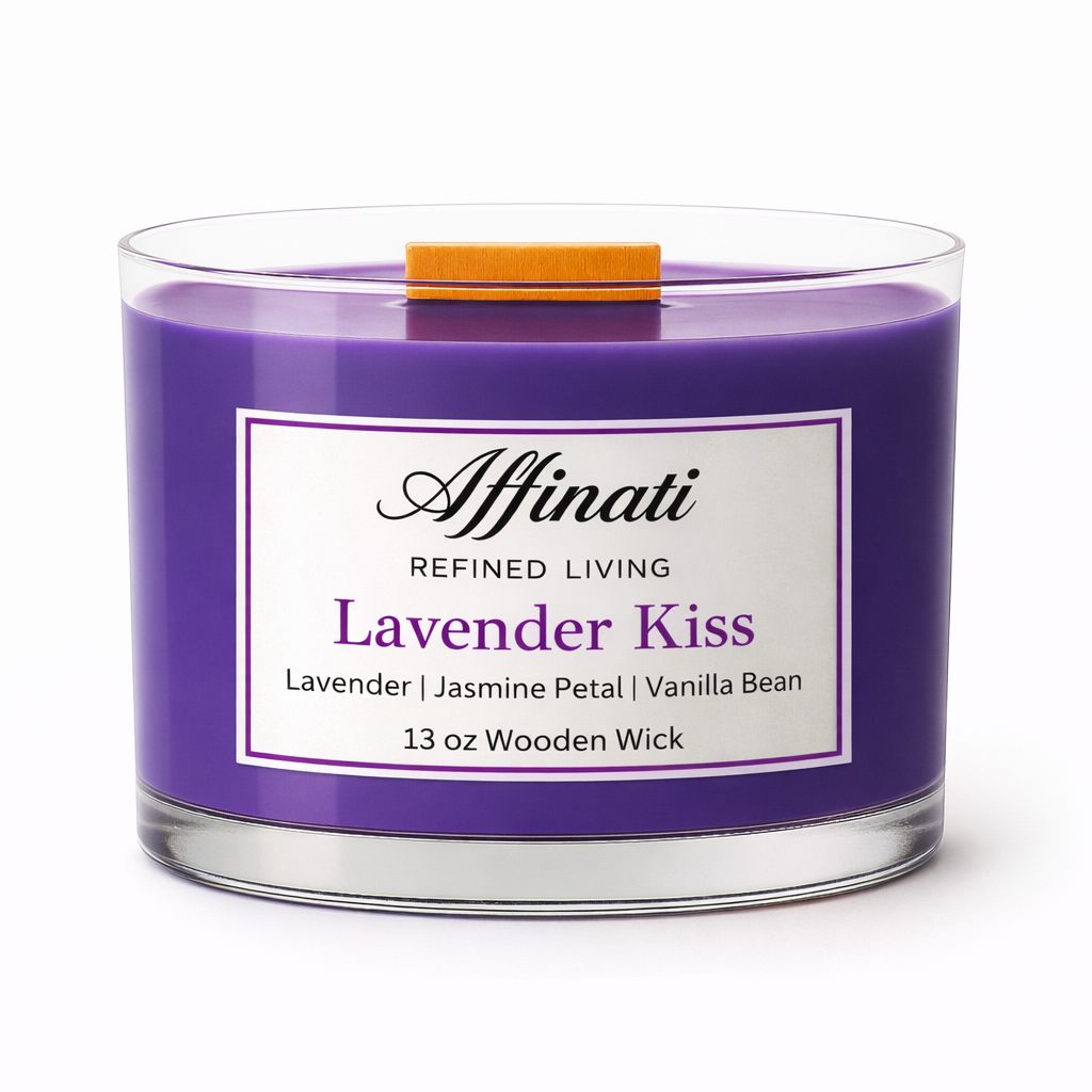 Lavender Kiss Wooden Wick Candle – Luxury 13 oz Soy Blend | Affinati