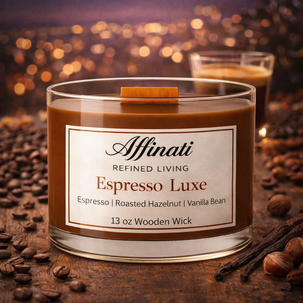 Espresso Luxe Wooden Wick Candle – Luxury 13 oz Soy Blend | Affinati