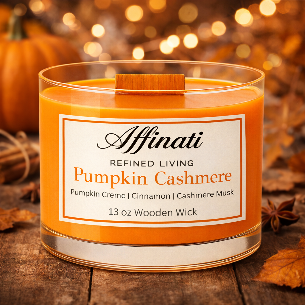 Pumpkin Cashmere Wooden Wick Candle – Luxury 13 oz Soy Blend | Affinati