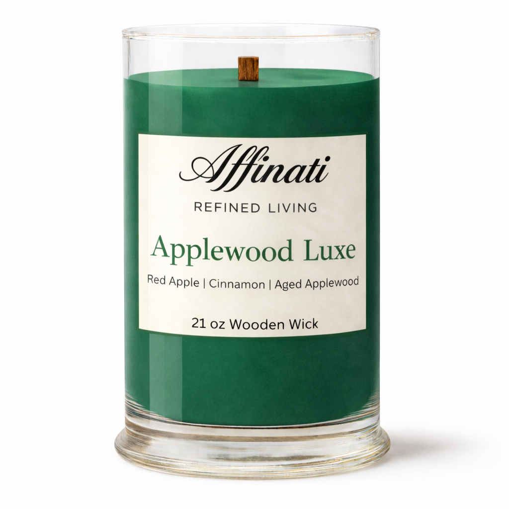Applewood Luxe Wooden Wick Candle – Luxury 21 oz Soy Blend | Affinati