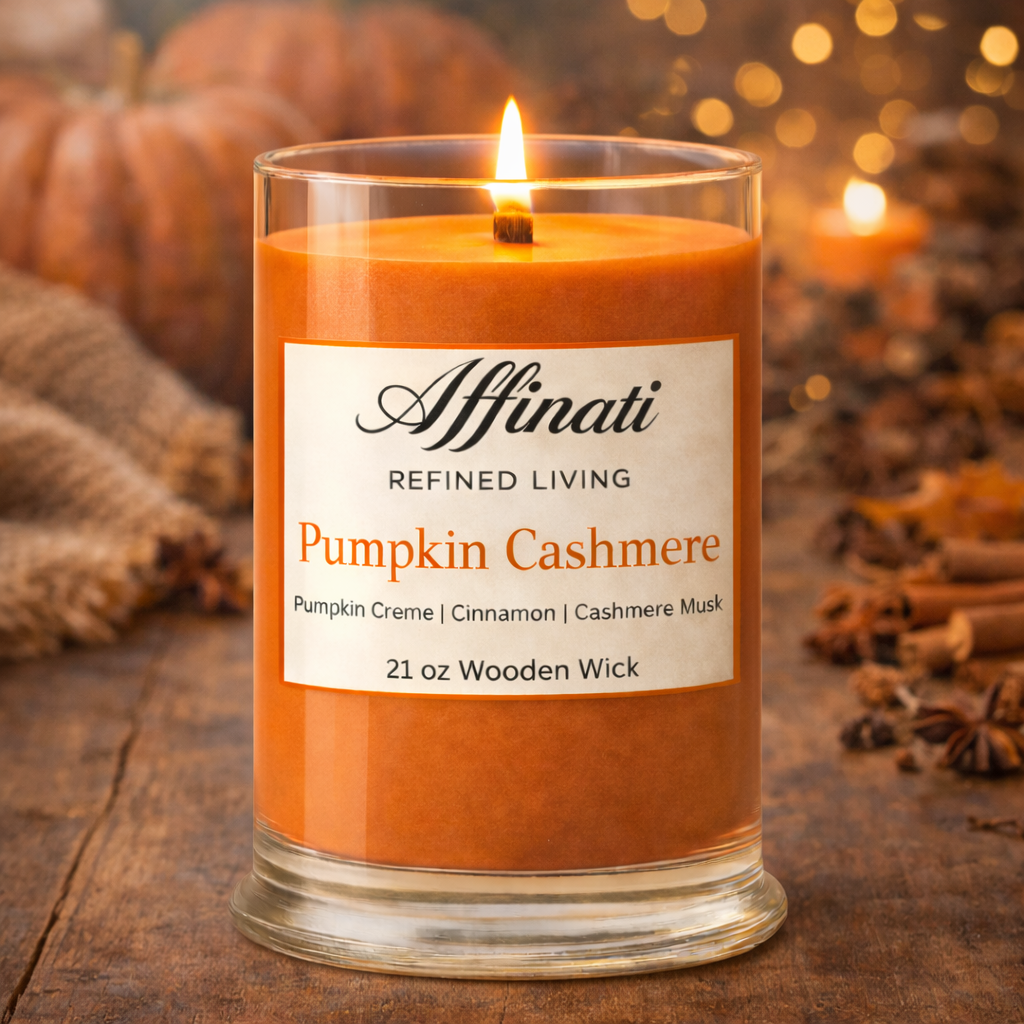 Pumpkin Cashmere Wooden Wick Candle – Luxury 21 oz Soy Blend | Affinati