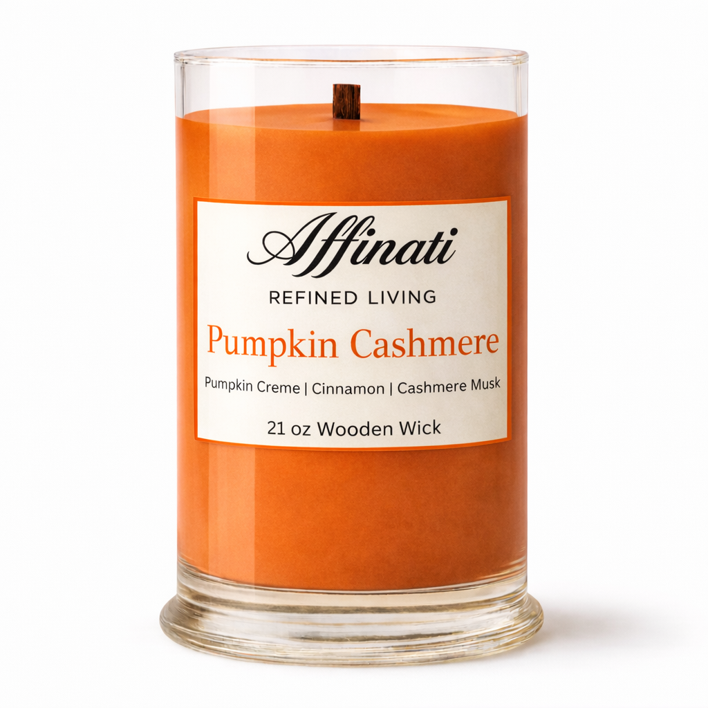 Pumpkin Cashmere Wooden Wick Candle – Luxury 21 oz Soy Blend | Affinati