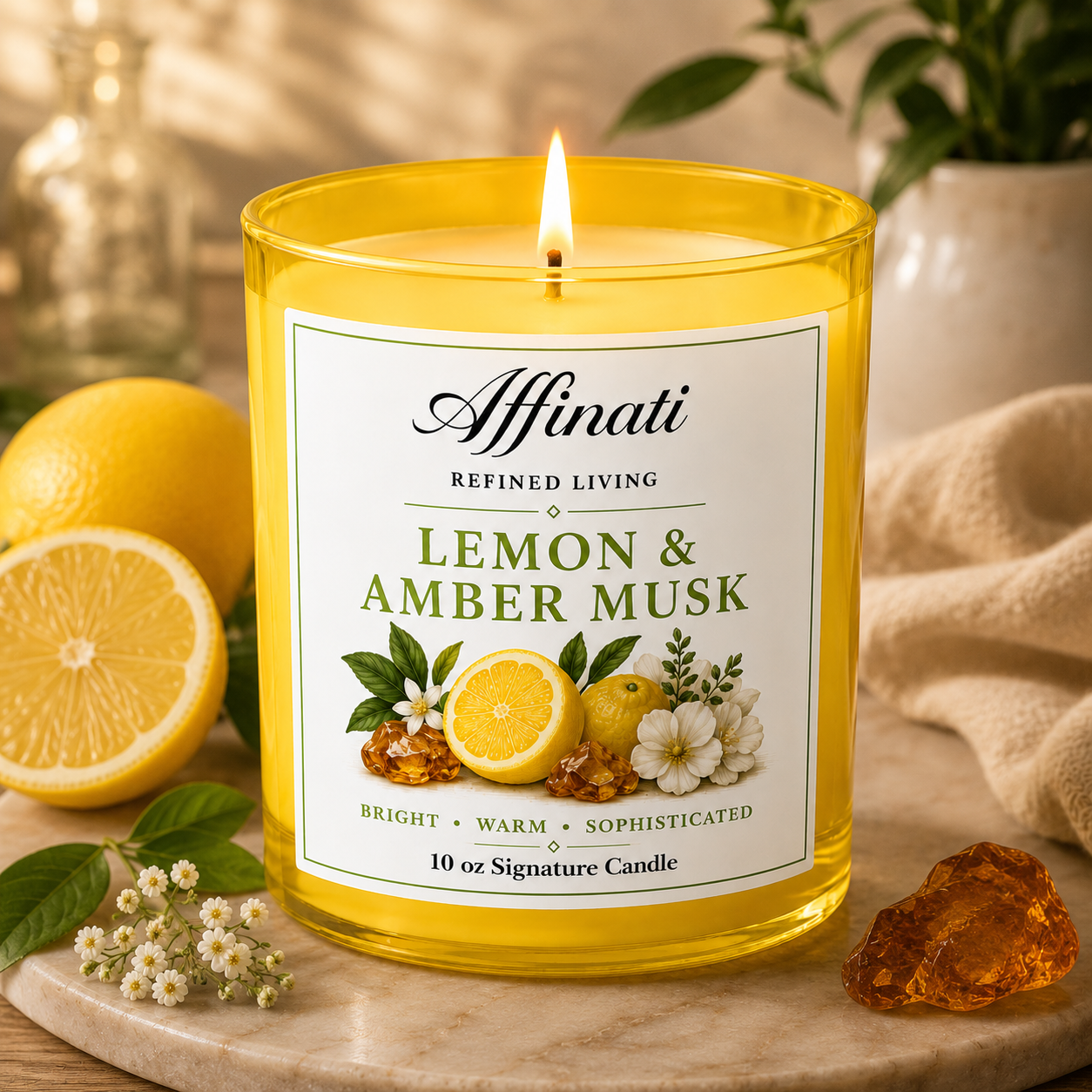 Lemon & Amber Musk Signature Candle