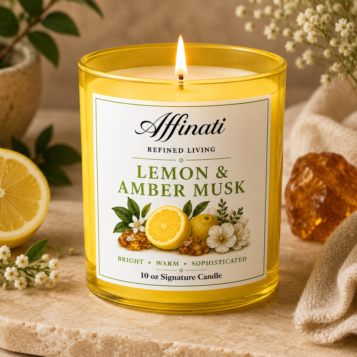 Lemon & Amber Musk Signature Candle