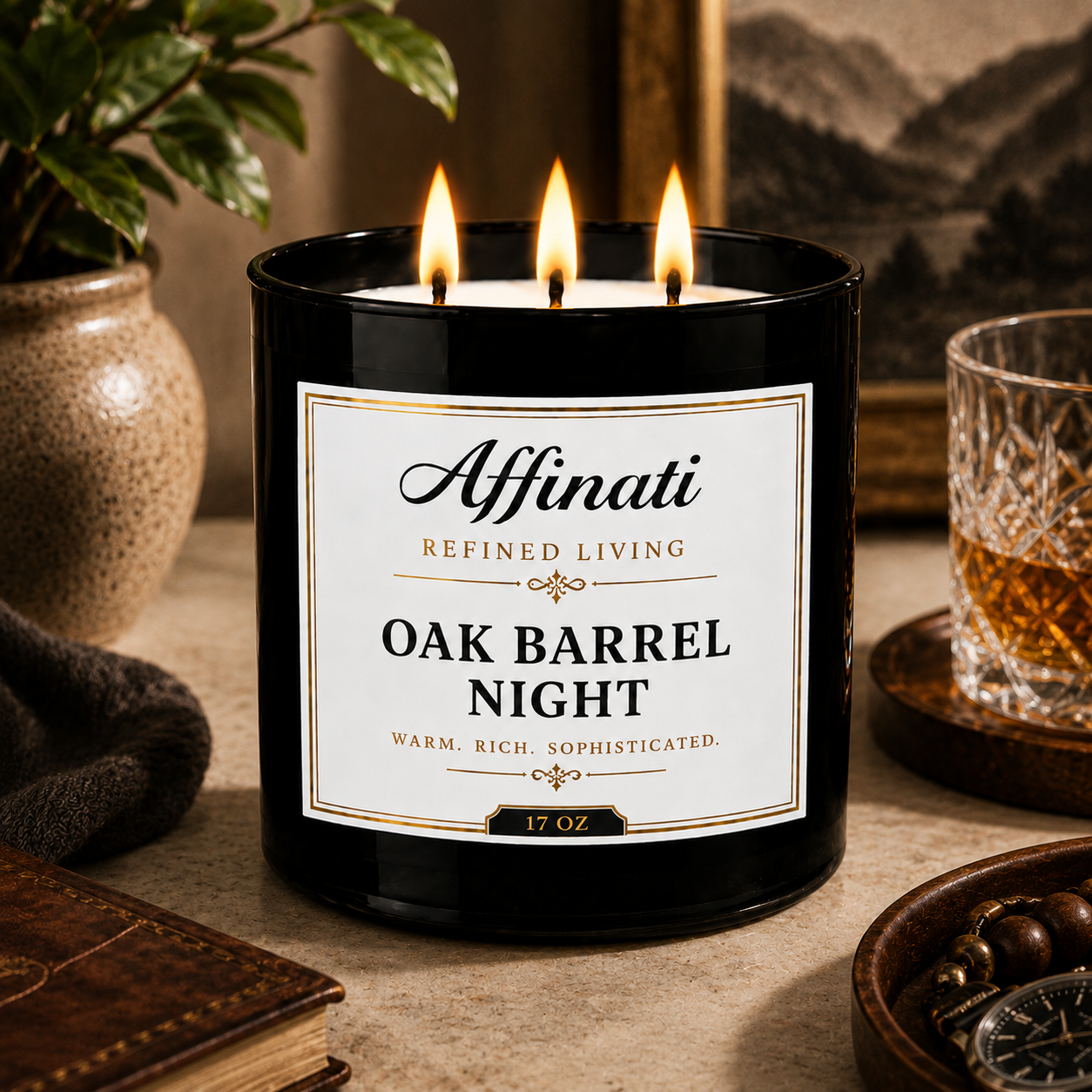 Oak Barrel Night 3-Wick Candle