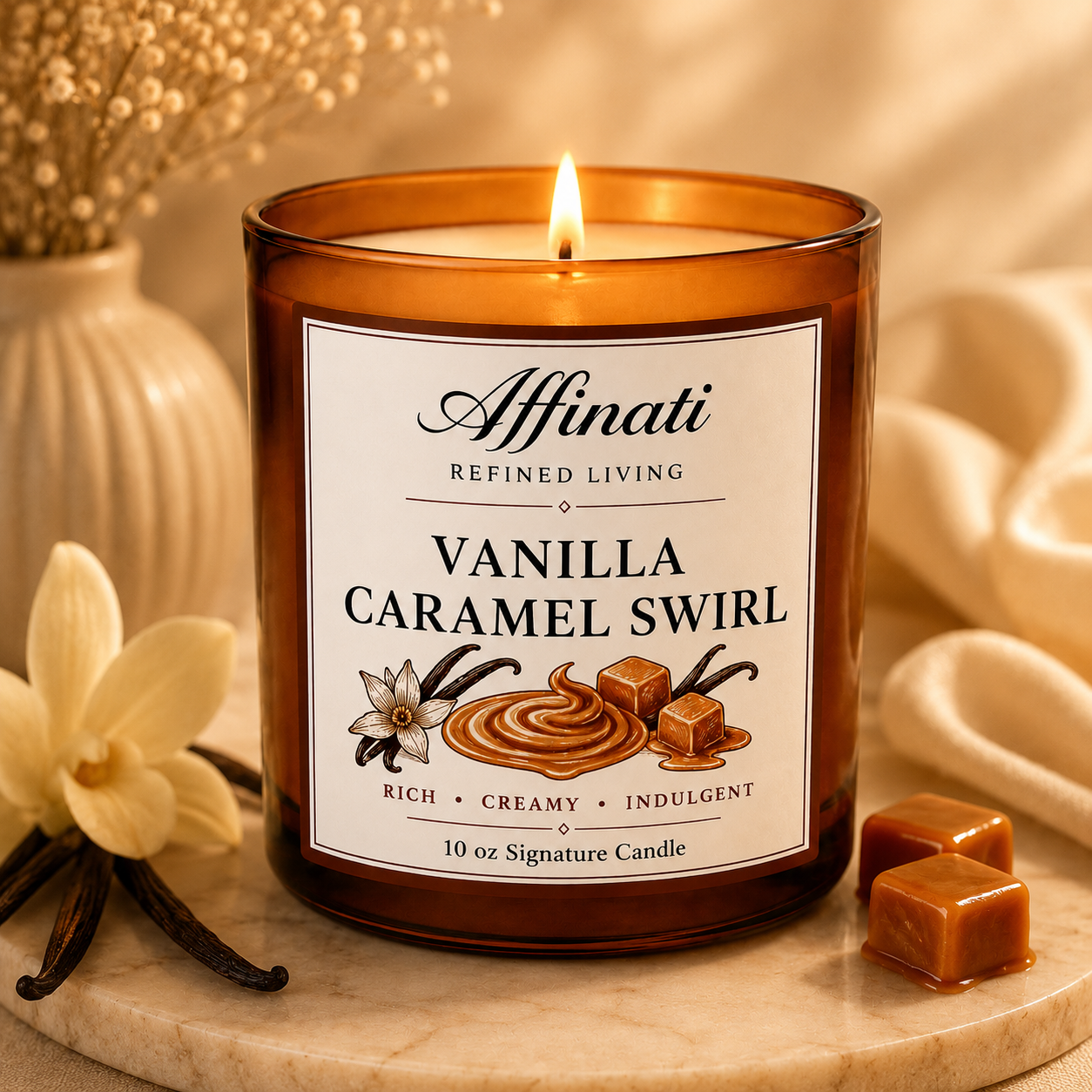 Vanilla Caramel Swirl Signature Candle