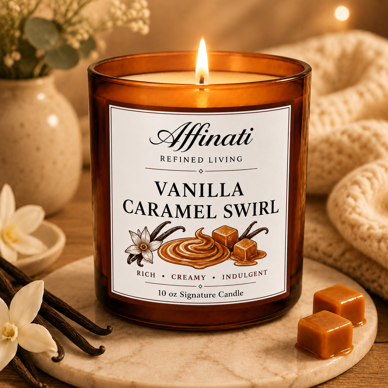 Vanilla Caramel Swirl Signature Candle