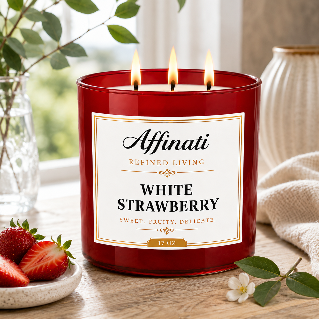White Strawberry 3-Wick Candle
