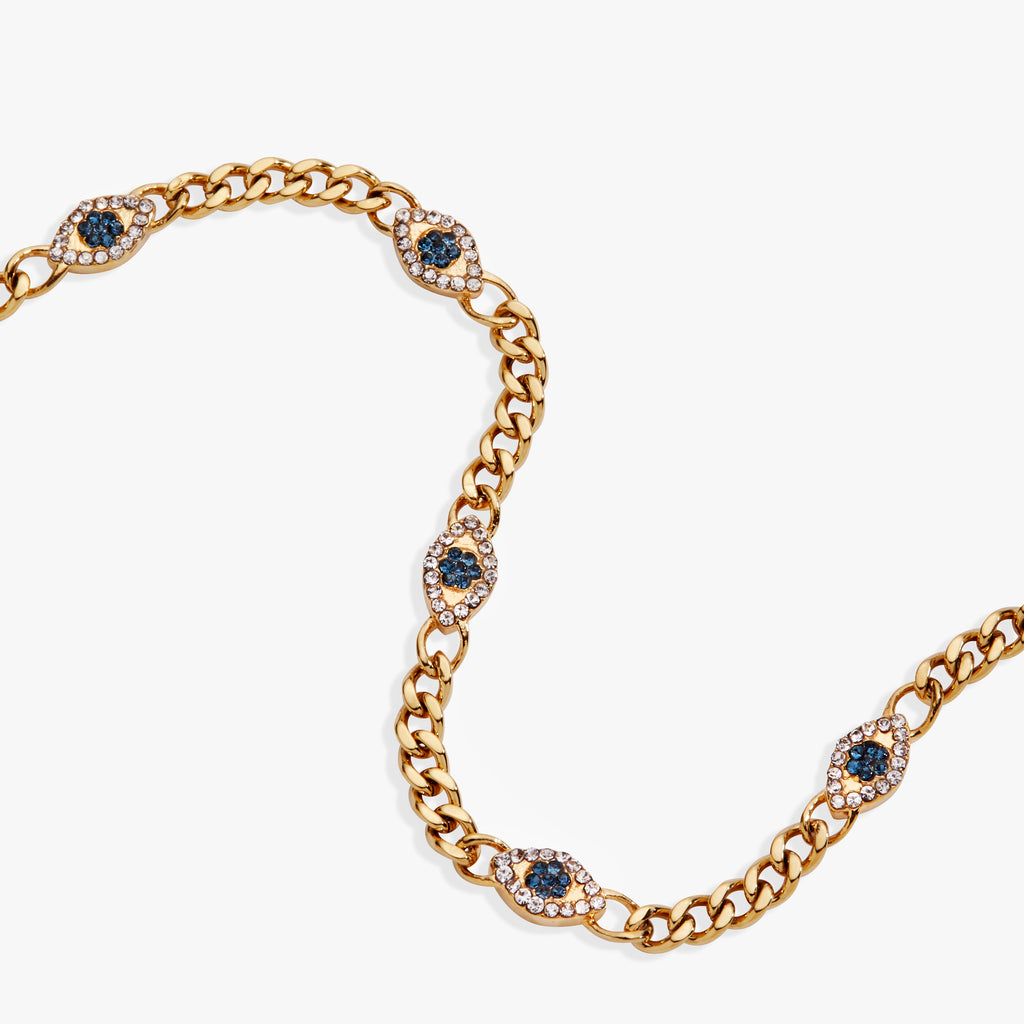 Evil Eye Curb Chain Inline Bracelet
