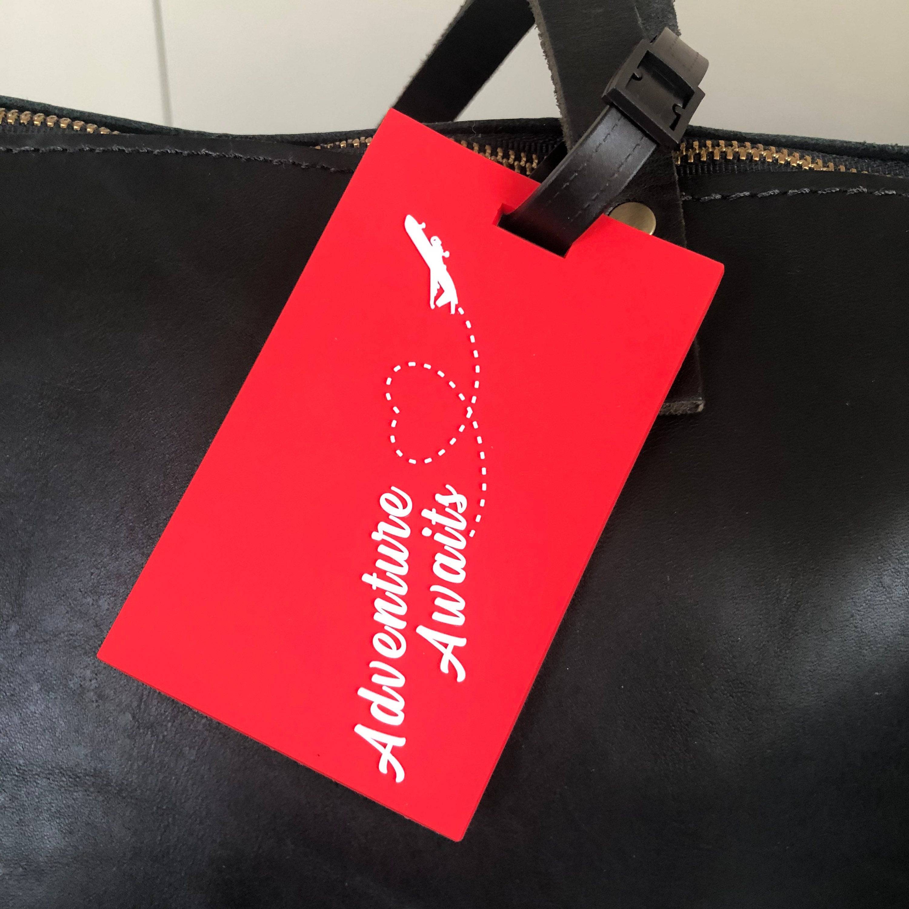 Adventure Awaits Luggage Tag | Red Colored Bag Tag