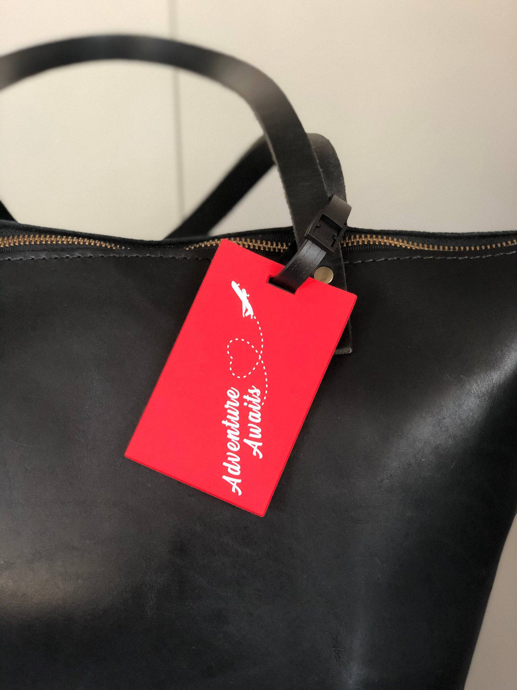 Adventure Awaits Luggage Tag | Red Colored Bag Tag